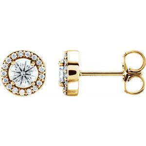14K Yellow 1/2 CTW Lab-Grown Diamond Halo-Style Earrings