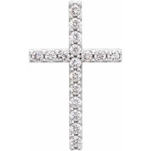 14K White 1/4 CTW Lab-Grown Diamond Petite Cross Pendant
