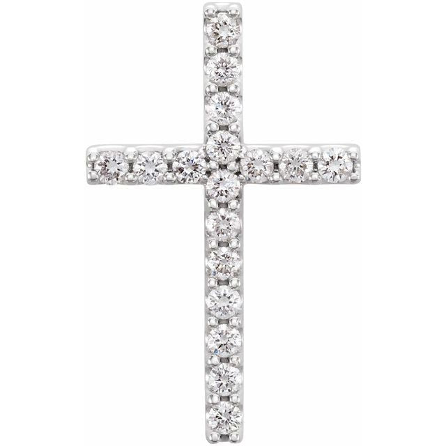 14K White 1/4 CTW Lab-Grown Diamond Petite Cross Pendant