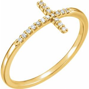 14K Yellow .08 CTW Lab-Grown Diamond Sideways Cross Ring