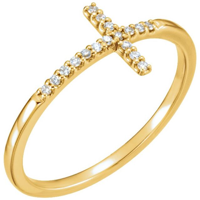 14K Yellow .08 CTW Lab-Grown Diamond Sideways Cross Ring