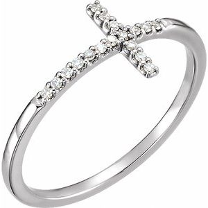 14K White .08 CTW Lab-Grown Diamond Sideways Cross Ring