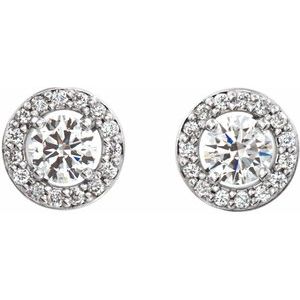 14K White 1/2 CTW Lab-Grown Diamond Halo-Style Earrings
