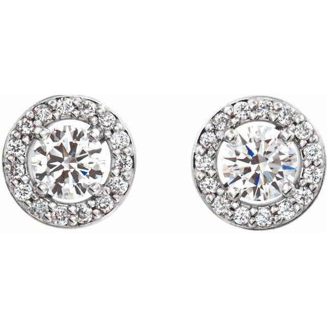 14K White 1/2 CTW Lab-Grown Diamond Halo-Style Earrings
