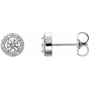14K White 1/2 CTW Lab-Grown Diamond Halo-Style Earrings
