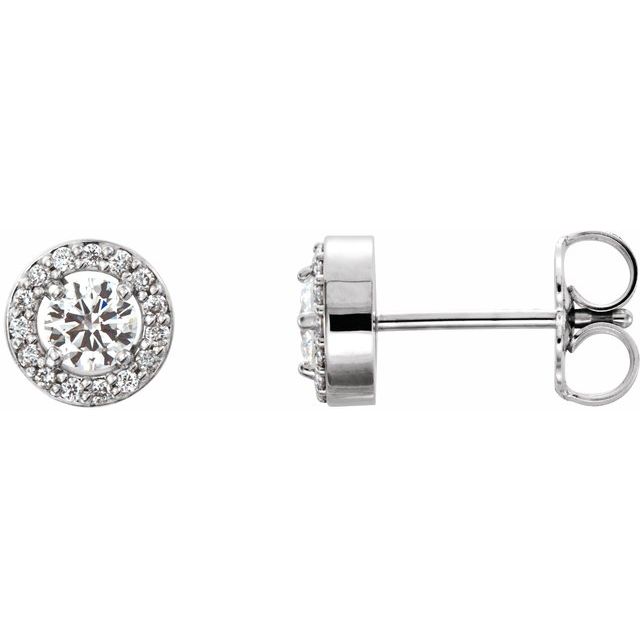 14K White 1/2 CTW Lab-Grown Diamond Halo-Style Earrings