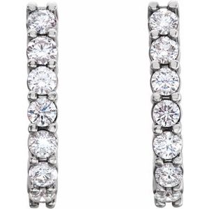 14K White 1 1/4 CTW Lab-Grown Diamond J-Hoop Earrings
