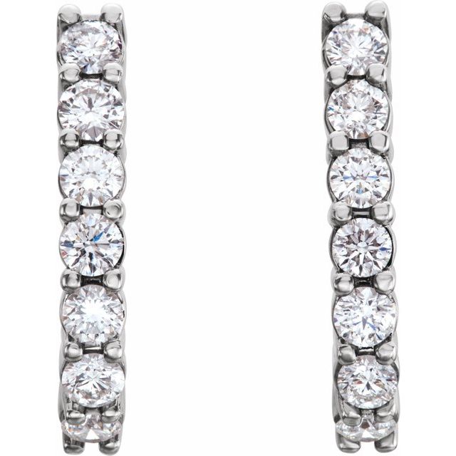 14K White 3/4 CTW Lab-Grown Diamond J-Hoop Earrings