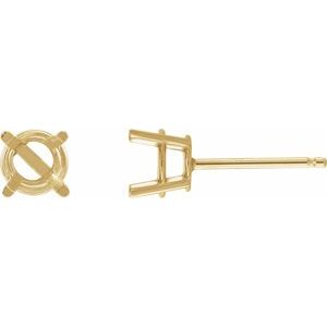 14K Yellow 4 mm Lab-Grown Emerald Stud Earrings