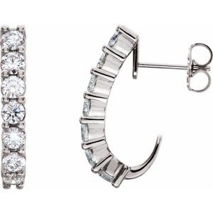 14K White 3/4 CTW Lab-Grown Diamond J-Hoop Earrings