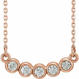 14K Rose 1/3 CTW Lab-Grown Diamond Bar 16-18" Necklace