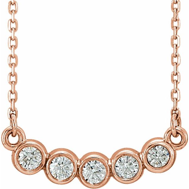 14K Rose .07 CTW Lab-Grown Diamond Bar 16-18" Necklace