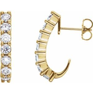 14K Yellow 1 1/4 CTW Lab-Grown Diamond J-Hoop Earrings