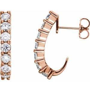 14K Rose 3/4 CTW Lab-Grown Diamond J-Hoop Earrings