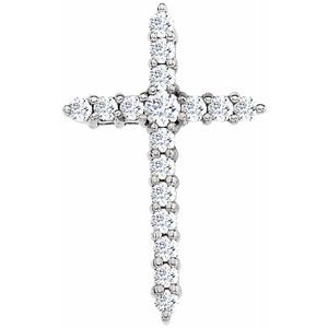 14K White 1/3 CTW  Lab-Grown Diamond Cross Pendant