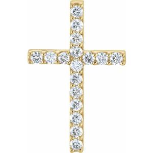 14K Yellow 5/8 CTW Lab-Grown Diamond Petite Cross Pendant