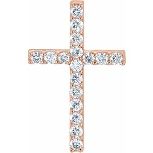 14K Rose 5/8 CTW Lab-Grown Diamond Petite Cross Pendant