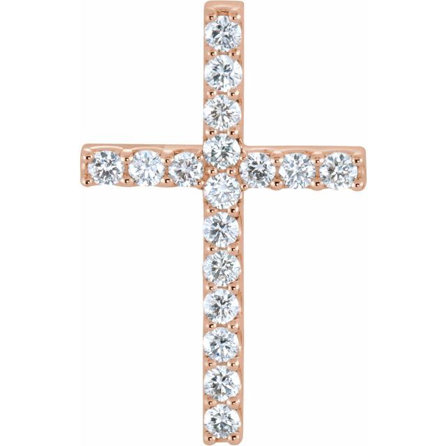 14K Rose 5/8 CTW Lab-Grown Diamond Petite Cross Pendant