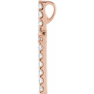 14K Rose 5/8 CTW Lab-Grown Diamond Petite Cross Pendant