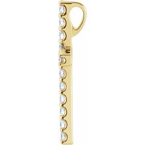 14K Yellow 5/8 CTW Lab-Grown Diamond Petite Cross Pendant