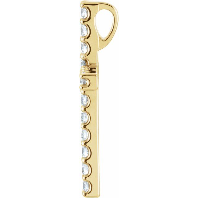 14K Yellow 5/8 CTW Lab-Grown Diamond Petite Cross Pendant