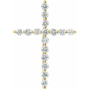14K Yellow 1 1/2 CTW Lab-Grown Diamond Cross Pendant