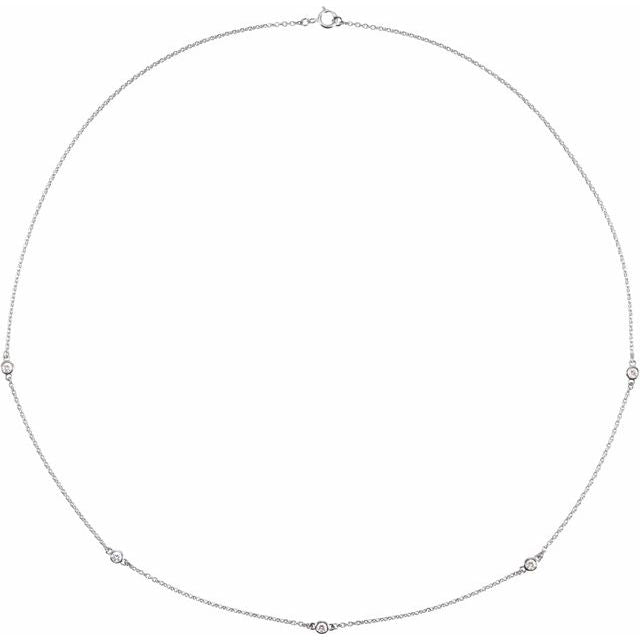 14K White 1/4 CTW Lab-Grown Diamond 5-Station 18" Necklace