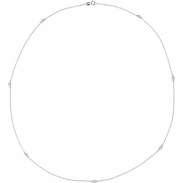 14K White 1/3 CTW Lab-Grown Diamond 7-Station 24" Necklace