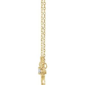 14K Yellow 1/10 CTW Lab-Grown Diamond Sideways Cross 16-18" Necklace