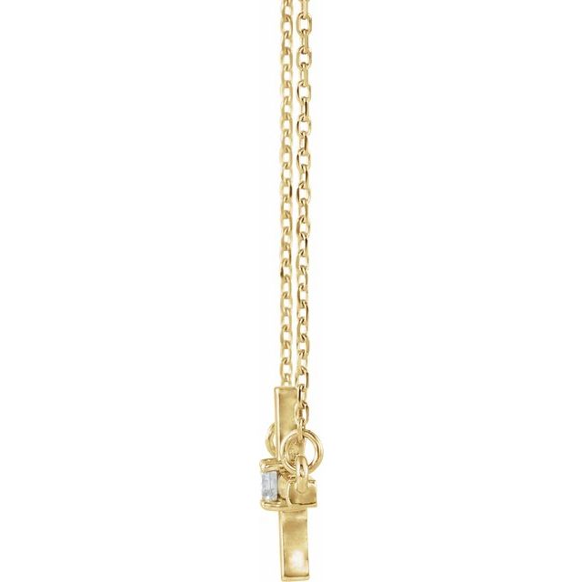 14K Yellow 1/10 CTW Lab-Grown Diamond Sideways Cross 16-18" Necklace