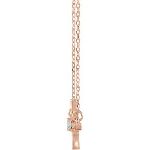 14K Rose 1/10 CTW Lab-Grown Diamond Sideways Cross 16-18" Necklace