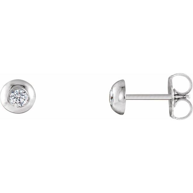 14K White 1/8 CTW Lab-Grown Diamond Domed Stud Earrings