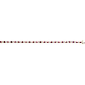 14K Yellow Lab-Grown Ruby & 2 3/8 CTW Lab-Grown Diamond Line 7" Bracelet