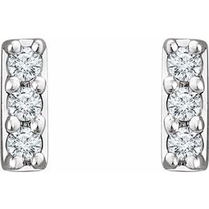 14K White .05 CTW Lab-Grown Diamond Bar Earrings