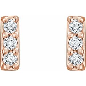 14K Rose .05 CTW Lab-Grown Diamond Bar Earrings