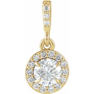 14K Yellow 3/8 CTW Lab-Grown Diamond Halo-Style Pendant