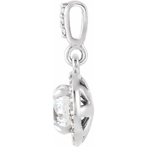 14K White 1/2 CTW Lab-Grown Diamond Halo-Style Pendant