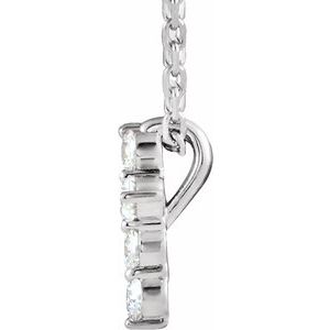 14K White 1/6 CTW Lab-Grown Diamond Cross 16-18" Necklace