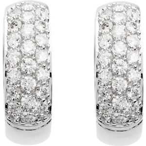 14K White 7/8 CTW Lab-Grown Diamond Hoop Earrings