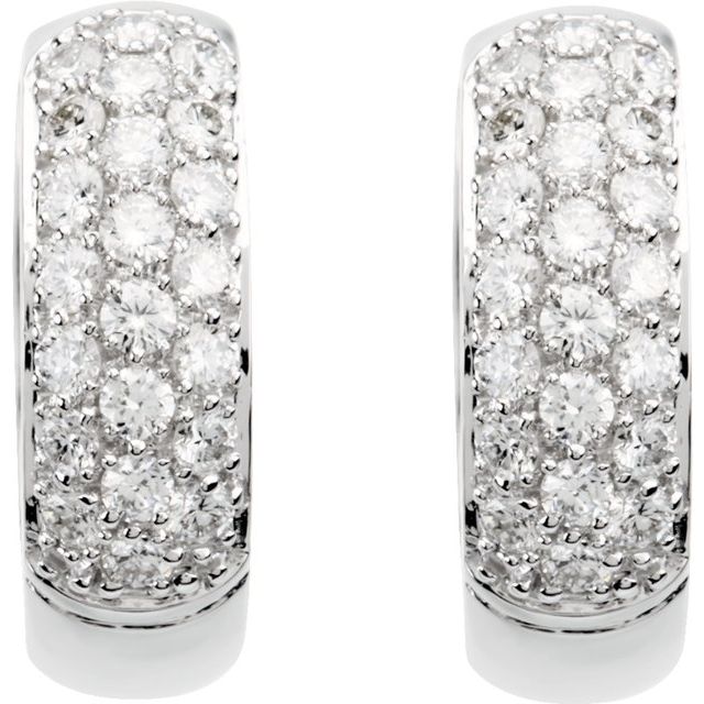 14K White 7/8 CTW Lab-Grown Diamond Hoop Earrings