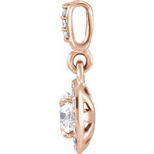 14K Rose 1/2 CTW Lab-Grown Diamond Halo-Style Pendant
