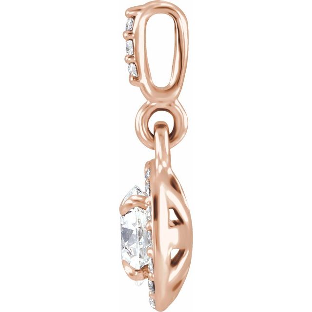 14K Rose 1/2 CTW Lab-Grown Diamond Halo-Style Pendant