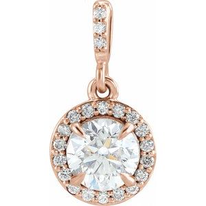 14K Rose 9/10 CTW Lab-Grown Diamond Halo-Style Pendant