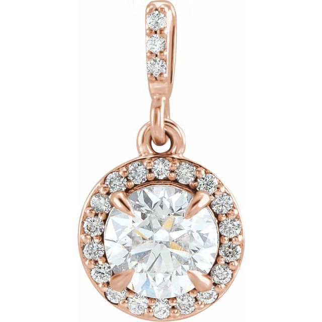 14K Rose 9/10 CTW Lab-Grown Diamond Halo-Style Pendant