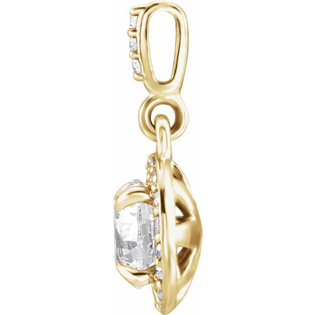 14K Yellow 1/2 CTW Lab-Grown Diamond Halo-Style Pendant