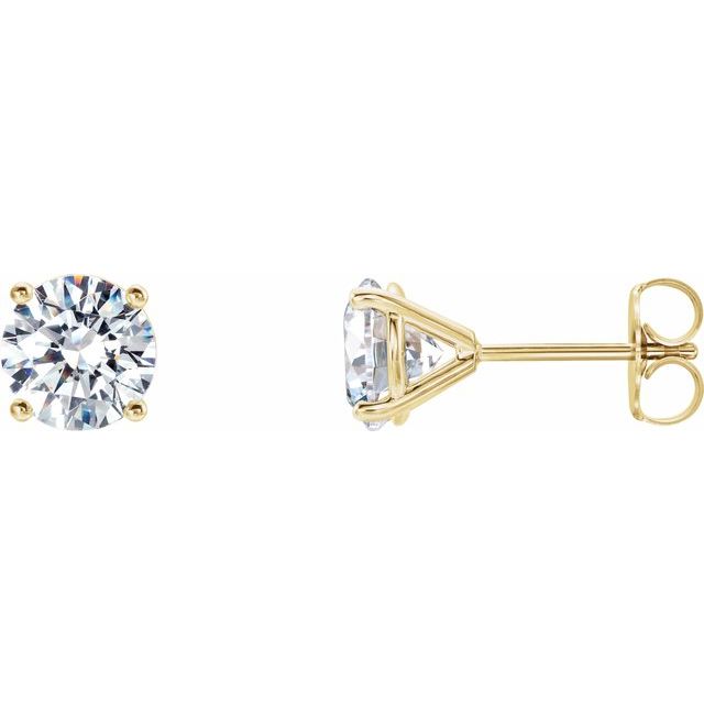 14K Yellow 1 CTW Lab-Grown Diamond 4-Prong Stud Earrings