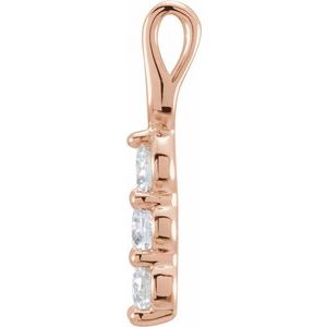 14K Rose 3/4 CTW Lab-Grown Diamond Three-Stone Pendant
