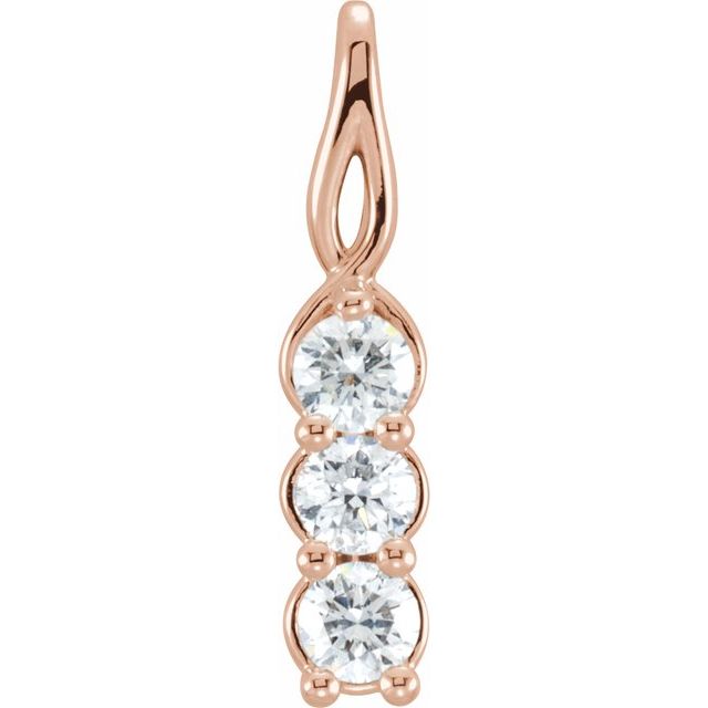 14K Rose 3/4 CTW Lab-Grown Diamond Three-Stone Pendant