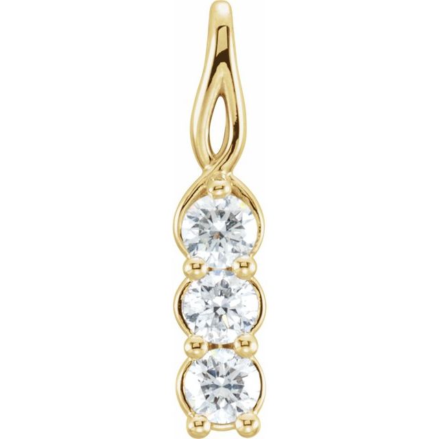 14K Yellow 3/4 CTW Lab-Grown Diamond Three-Stone Pendant
