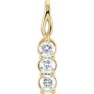14K Yellow 3/4 CTW Lab-Grown Diamond Three-Stone Pendant